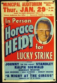 b319 HORACE HEIDT FOR LUCKY STRIKE stage show one-sheet movie poster '53 image of Heidt!