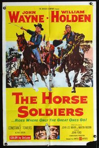 b321 HORSE SOLDIERS one-sheet movie poster '59 John Wayne, William Holden, John Ford