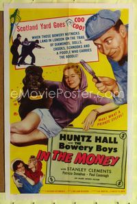 b332 IN THE MONEY one-sheet movie poster '58 Huntz Hall and the Bowery Boys & sexy Patricia Donahue!