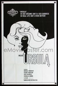 b334 INSIDE URSULA one-sheet '70s she's sex goddess in dreams & even better in real life, cool art!