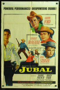b347 JUBAL one-sheet movie poster '56 cowboys Glenn Ford, Ernest Borgnine & Rod Steiger!