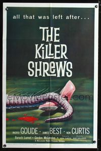 b354 KILLER SHREWS one-sheet poster '59 classic horror art of all that was left after the attack!