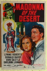 b392 MADONNA OF THE DESERT one-sheet movie poster '48 art of Lynne Roberts & Don Red Barry!