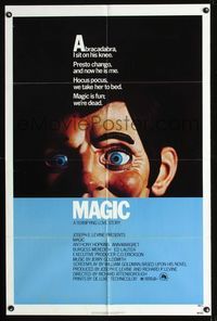 b393 MAGIC one-sheet '78 Richard Attenborough, ventriloquist Anthony Hopkins, creepy dummy image!