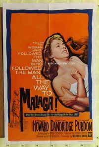 b397 MALAGA one-sheet movie poster '62 different image of sexy Dorothy Dandridge!