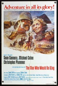 b403 MAN WHO WOULD BE KING one-sheet poster '75 artwork of Sean Connery & Michael Caine by Tom Jung!