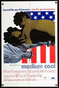 b418 MEDIUM COOL one-sheet movie poster '69 Haskell Wexler's X-rated 1960s counter-culture classic!
