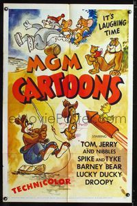 b419 MGM CARTOONS 1-sheet '55 Tom & Jerry, Nibbles, Spike & Tyke, Barney Bear, Lucky Ducky, Droopy!