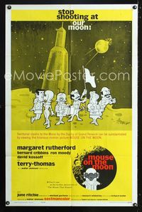 b433 MOUSE ON THE MOON one-sheet movie poster '63 cool cartoon art of sexy astronauts on moon!