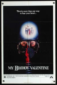 b438 MY BLOODY VALENTINE one-sheet movie poster '81 bloody gas mask image!