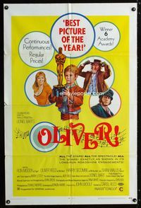 b458 OLIVER one-sheet movie poster '69 Charles Dickens, Mark Lester, Shani Wallis, Carol Reed