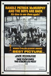 b462 ONE FLEW OVER THE CUCKOO'S NEST one-sheet movie poster R78 Jack Nicholson, great cast portrait!