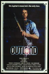 b470 OUTLAND one-sheet movie poster '81 Sean Connery posing with shotgun!