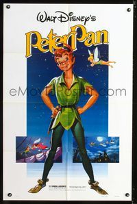 b485 PETER PAN one-sheet movie poster R82 Walt Disney fantasy cartoon classic!
