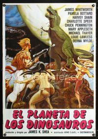 b493 PLANET OF THE DINOSAURS Italy/Span one-sheet movie poster '78 sexy sci-fi artwork by Ken Hoff!