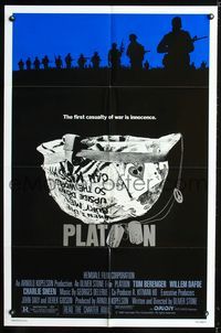 b494 PLATOON one-sheet movie poster '86 Oliver Stone, Charlie Sheen, Vietnam War!