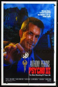 b511 PSYCHO III one-sheet movie poster '86 Anthony Perkins, horror sequel!