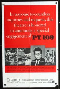 b513 PT 109 style A one-sheet movie poster R63 special return engagement after JFK assassination!