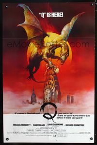 b515 Q one-sheet poster '82 great Boris Vallejo fantasy artwork of the winged serpent Quetzalcoatl!
