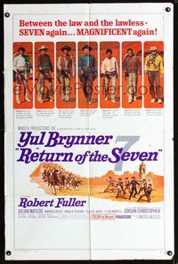 b543 RETURN OF THE SEVEN one-sheet poster '66 Yul Brynner reprises his role as master gunfighter!