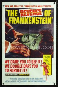 b545 REVENGE OF FRANKENSTEIN one-sheet movie poster '58 Peter Cushing, Hammer horror monsterpiece!