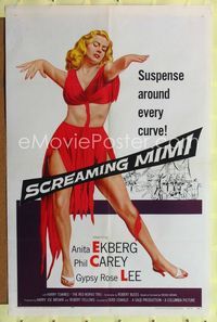 b569 SCREAMING MIMI one-sheet movie poster '58 sexiest Anita Ekberg has suspense around every curve!