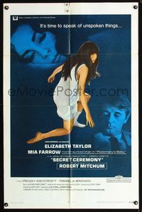 b570 SECRET CEREMONY one-sheet movie poster '68 Liz Taylor, Mia Farrow, Robert Mitchum, Joseph Losey