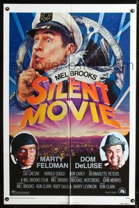 b583 SILENT MOVIE one-sheet movie poster '76 Mel Brooks, Marty Feldman, Dom DeLuise, John Alvin art!