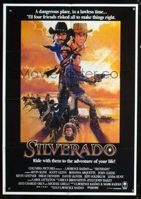 b584 SILVERADO one-sheet movie poster '85 Kevin Kline, Kevin Costner, Bob Peak art!