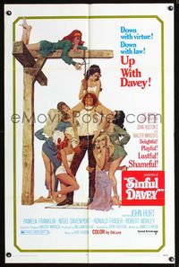b585 SINFUL DAVEY one-sheet poster '69 John Huston, Scottish sex that is playful, lusty & shameful!