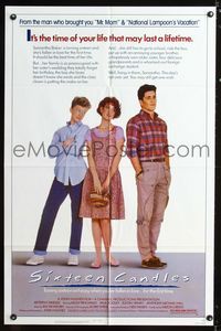 b586 SIXTEEN CANDLES one-sheet movie poster '84 Molly Ringwald, John Hughes, Anthony Michael Hall