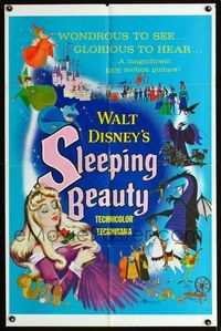 b587 SLEEPING BEAUTY one-sheet movie poster '59 Walt Disney cartoon classic!