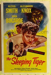 b589 SLEEPING TIGER one-sheet poster '54 Joseph Losey, sexy Alexis Smith is a saint turned sinner!