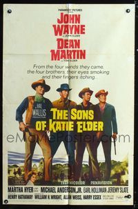 b595 SONS OF KATIE ELDER one-sheet movie poster '65 John Wayne, Dean Martin, Martha Hyer