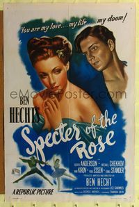 b597 SPECTER OF THE ROSE one-sheet movie poster '46 Ben Hecht, you are my love, my life, MY DOOM!