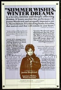 b613 SUMMER WISHES WINTER DREAMS style B reviews one-sheet movie poster '73 Joanne Woodward