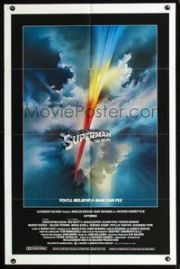 b618 SUPERMAN int'l one-sheet movie poster '78 Christopher Reeve, great Bob Peak artwork!