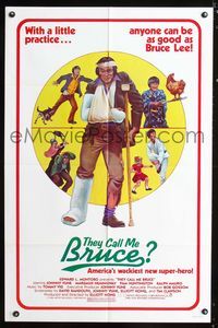b634 THEY CALL ME BRUCE one-sheet movie poster '82 Johnny Yune, wacky Richard Hescox kung fu art!