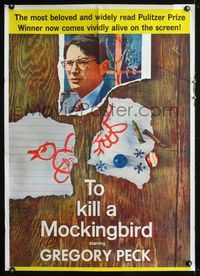 b644 TO KILL A MOCKINGBIRD one-sheet movie poster '63 Gregory Peck classic, from Harper Lee's novel!