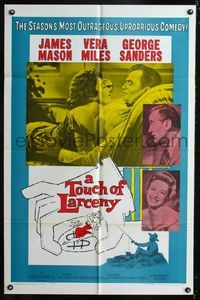 b652 TOUCH OF LARCENY one-sheet movie poster '60 James Mason, Vera Miles, George Sanders