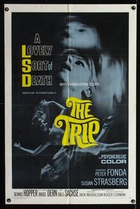 b659 TRIP one-sheet movie poster '67 AIP, Peter Fonda, LSD, wild psychedelic drugs!