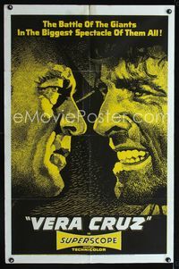 b673 VERA CRUZ style B one-sheet movie poster '55 cool close up art of Gary Cooper & Burt Lancaster!