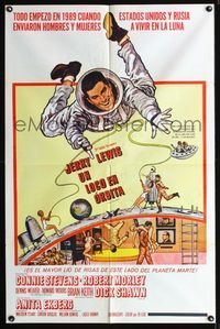 b682 WAY WAY OUT Spanish/U.S. one-sheet movie poster '66 astronaut Jerry Lewis, Connie Stevens