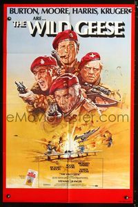 b692 WILD GEESE one-sheet movie poster '78 cool art of Richard Burton, Roger Moore & Richard Harris!