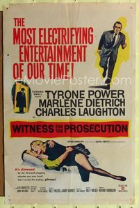b696 WITNESS FOR THE PROSECUTION one-sheet poster '58 Billy Wilder, Tyrone Power, Marlene Dietrich