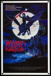 b697 WIZARDS OF THE LOST KINGDOM one-sheet '85 cool Morrison fantasy art of boy on winged lion!