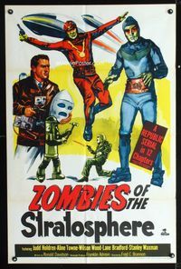 b708 ZOMBIES OF THE STRATOSPHERE one-sheet '52 great artwork image of Leonard Nimoy as an alien!