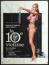 c311 10th VICTIM French 1panel '65 Marcello Mastroianni, sexy art of Ursula Andress by Charles Rau!