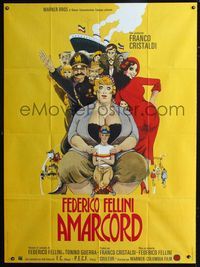 c320 AMARCORD French one-panel movie poster '74 Federico Fellini classic comedy, great artwork!