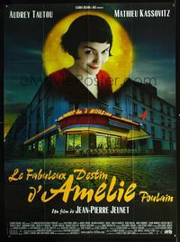 c322 AMELIE French 1panel '01 Jean-Pierre Jeunet, great image of Audrey Tautou over street corner!